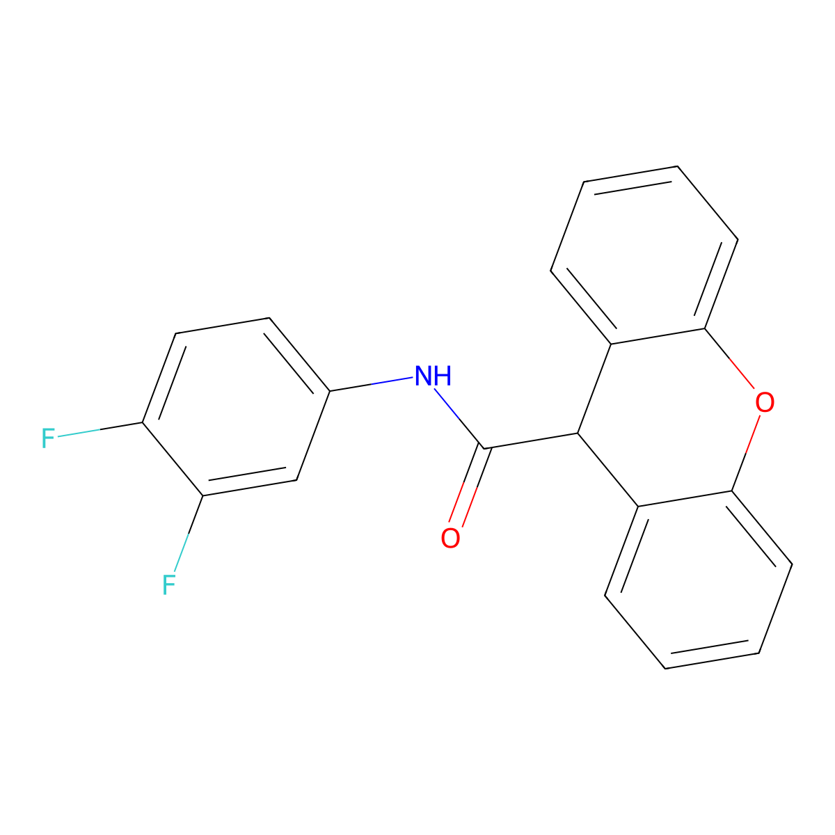 N-(3,4-difluorophenyl)-9H-xanthene-9-carboxamide molecular structure, CAS 349117-38-0