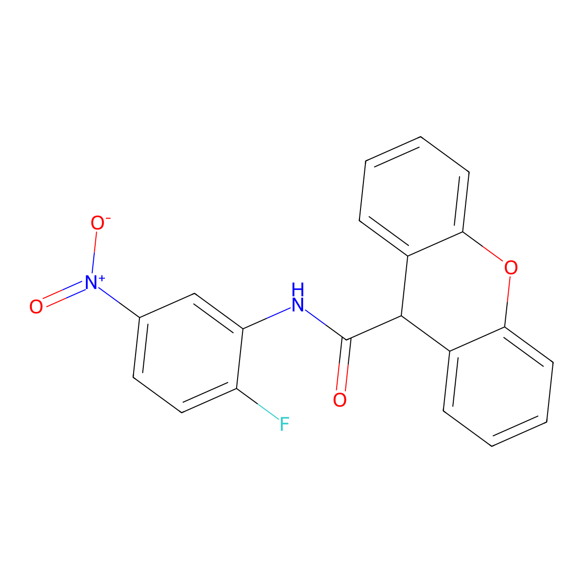 N-(2-fluoro-5-nitrophenyl)-9H-xanthene-9-carboxamide molecular structure, CAS 349117-41-5