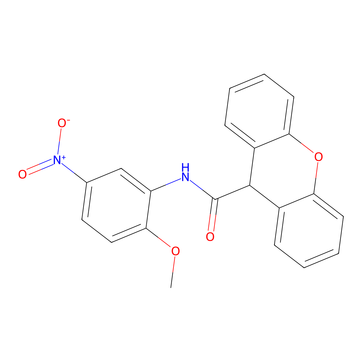 N-(2-methoxy-5-nitrophenyl)-9H-xanthene-9-carboxamide molecular structure, CAS 349117-43-7