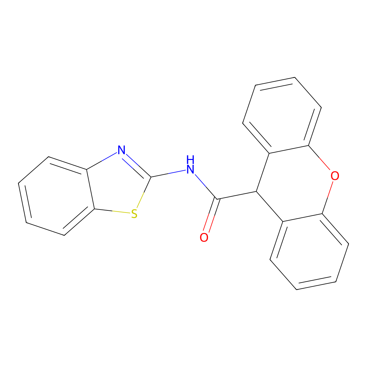 N-(1,3-benzothiazol-2-yl)-9H-xanthene-9-carboxamide molecular structure, CAS 349117-47-1