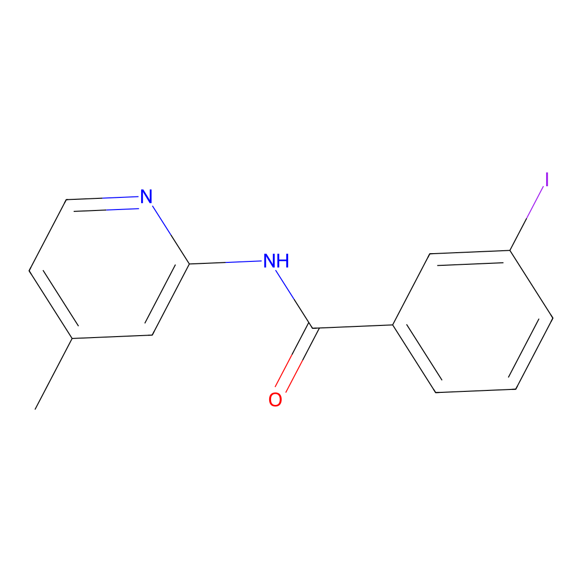 3-iodo-N-(4-methylpyridin-2-yl)benzamide molecular structure, CAS 349118-09-8
