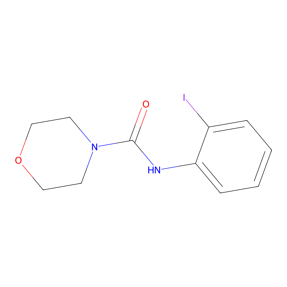 N-(2-iodophenyl)morpholine-4-carboxamide molecular structure, CAS 349119-08-0