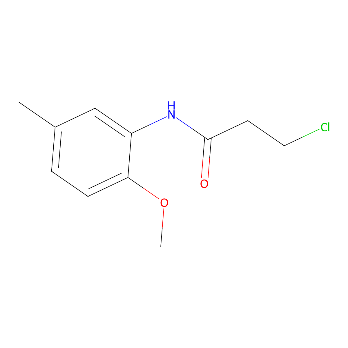 3-chloro-N-(2-methoxy-5-methylphenyl)propanamide molecular structure, CAS 349122-20-9