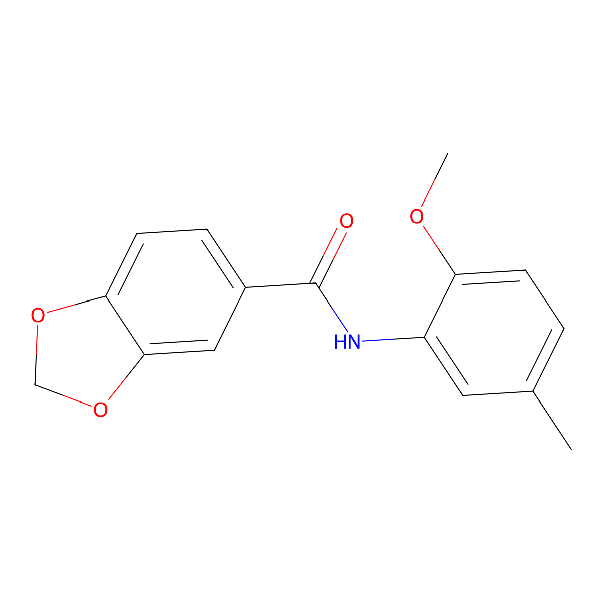 N-(2-Methoxy-5-methylphenyl)-1,3-benzodioxole-5-carboxamide molecular structure, CAS 349122-48-1