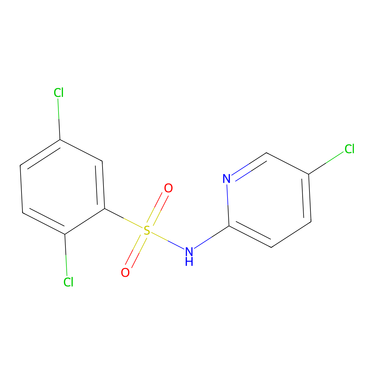 2,5-dichloro-N-(5-chloropyridin-2-yl)benzene-1-sulfonamide molecular structure, CAS 349124-75-0