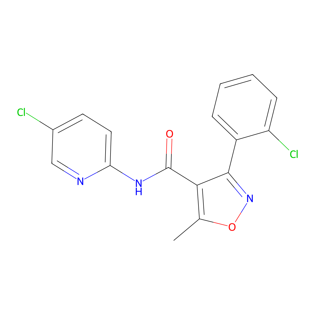 3-(2-chlorophenyl)-N-(5-chloropyridin-2-yl)-5-methyl-1,2-oxazole-4-carboxamide molecular structure, CAS 349124-76-1