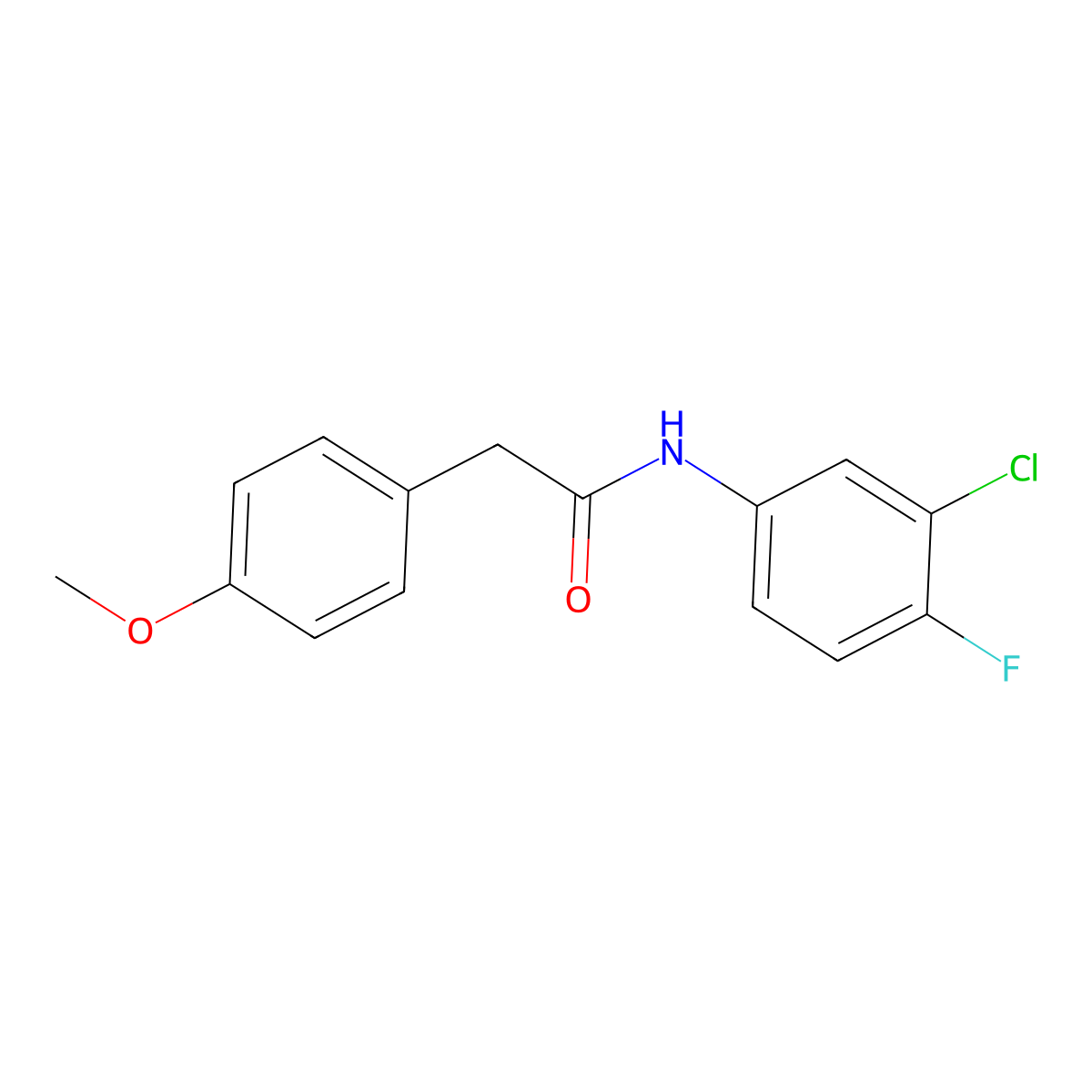 N-(3-chloro-4-fluorophenyl)-2-(4-methoxyphenyl)acetamide molecular structure, CAS 349126-27-8