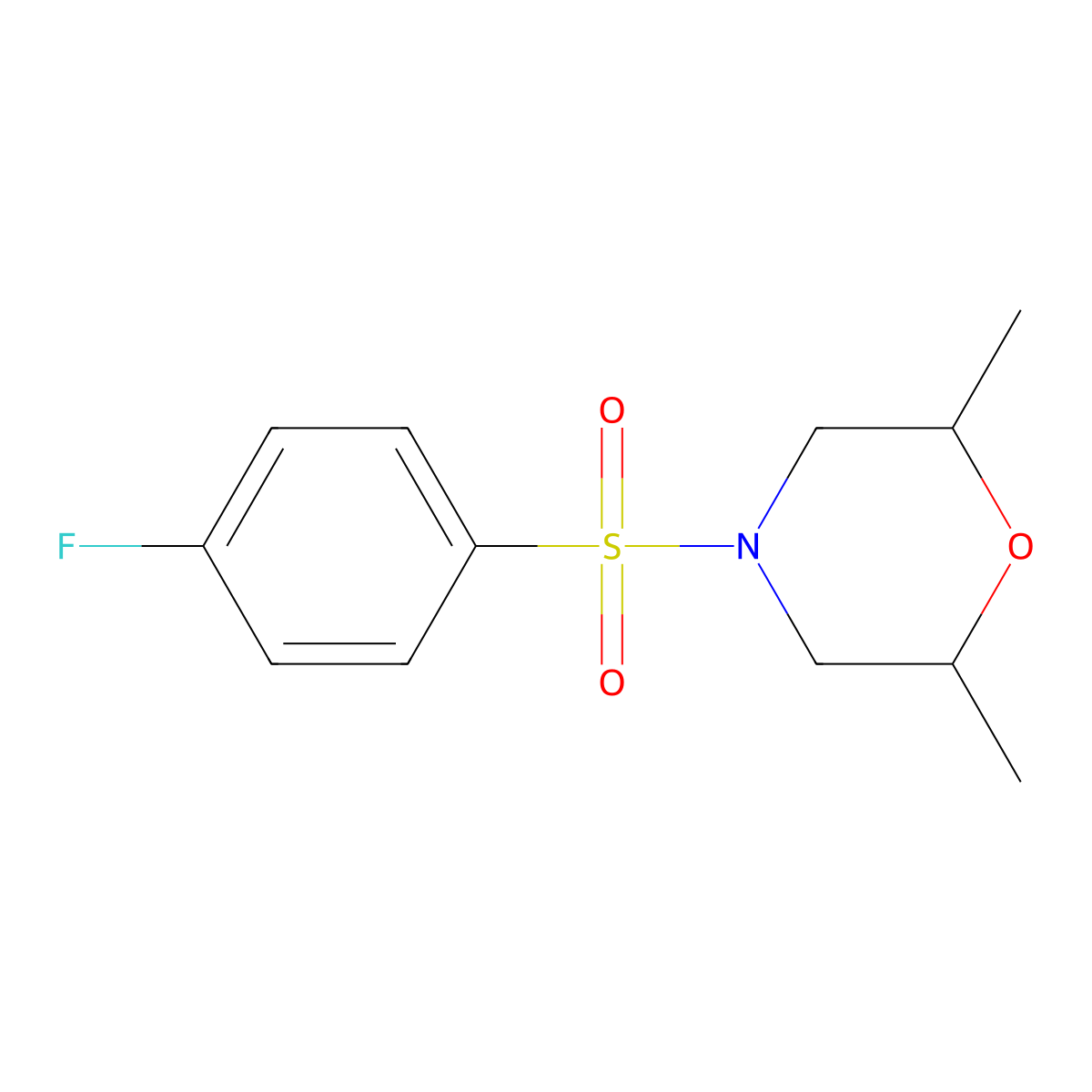 4-[(4-Fluorophenyl)sulfonyl]-2,6-dimethylmorpholine molecular structure, CAS 349127-93-1