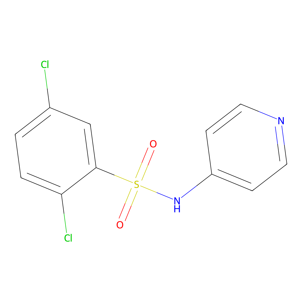 2,5-dichloro-N-pyridin-4-ylbenzenesulfonamide molecular structure, CAS 349127-96-4