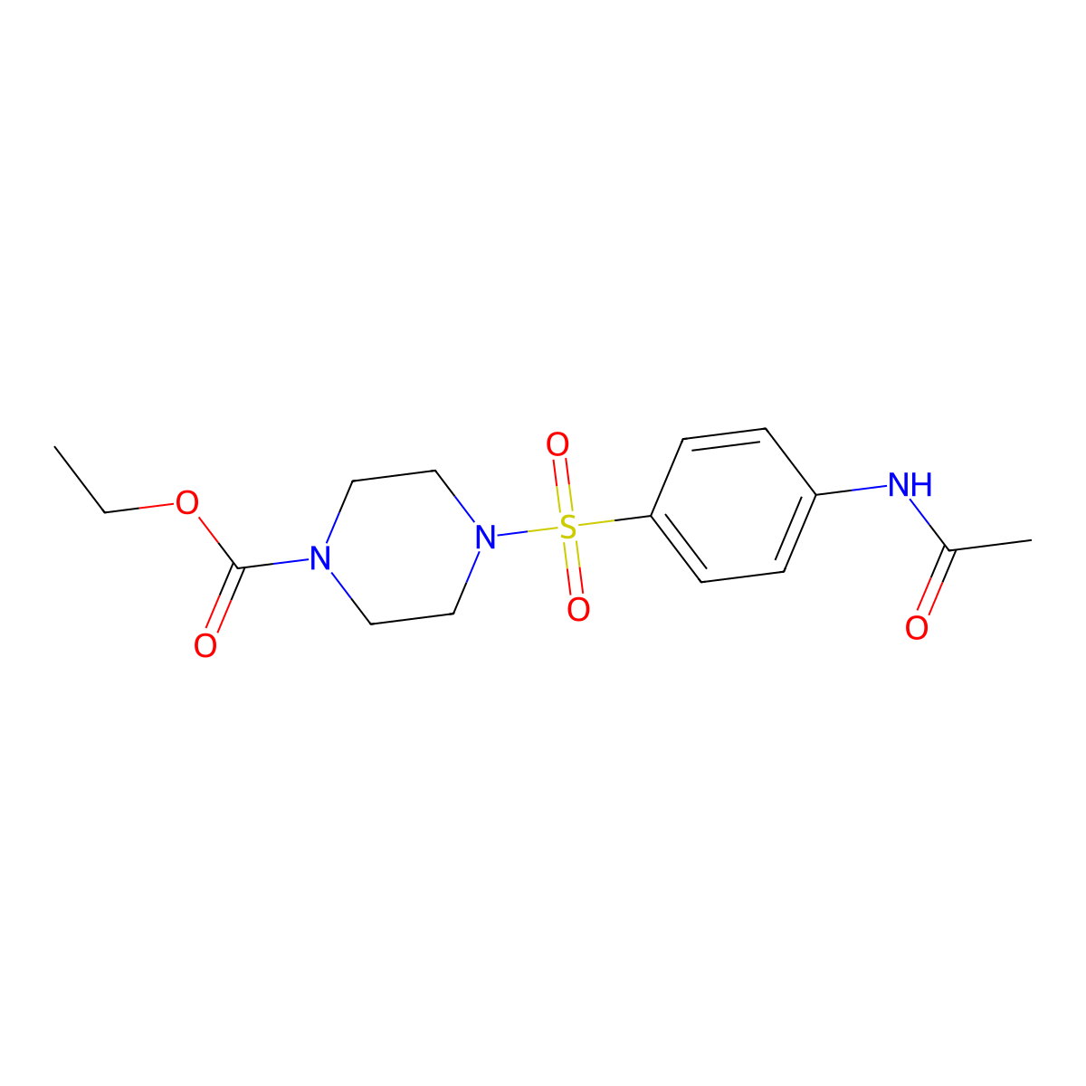 Ethyl 4-(4-acetamidophenyl)sulfonylpiperazine-1-carboxylate molecular structure, CAS 349128-16-1