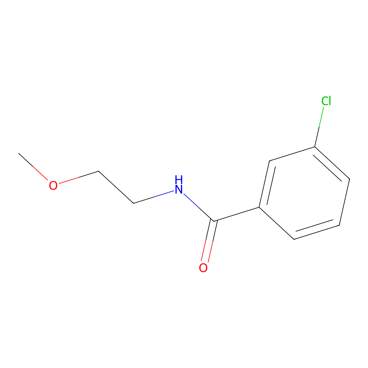 3-chloro-N-(2-methoxyethyl)benzamide molecular structure, CAS 349128-28-5