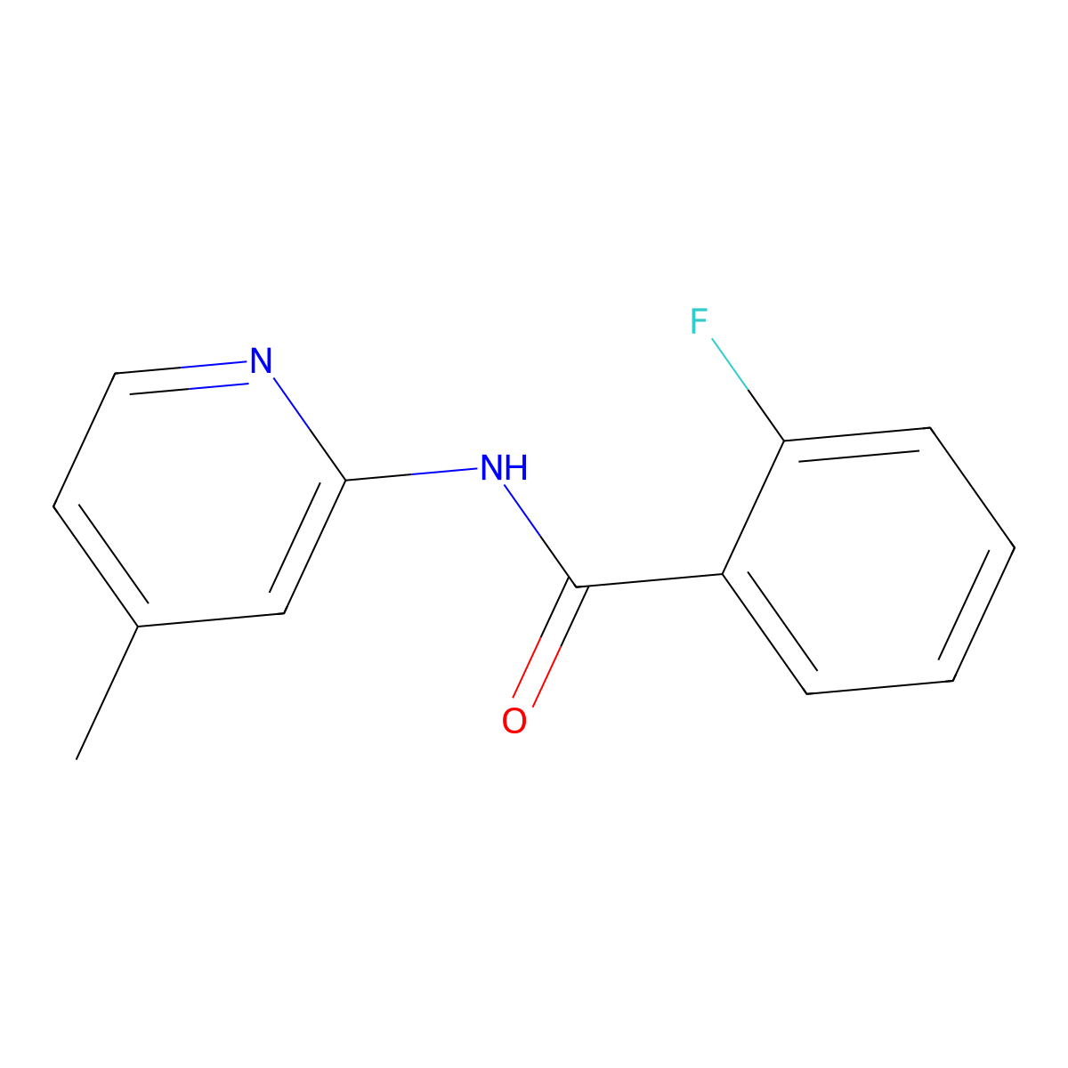 2-fluoro-N-(4-methyl-2-pyridinyl)benzamide molecular structure, CAS 349128-60-5
