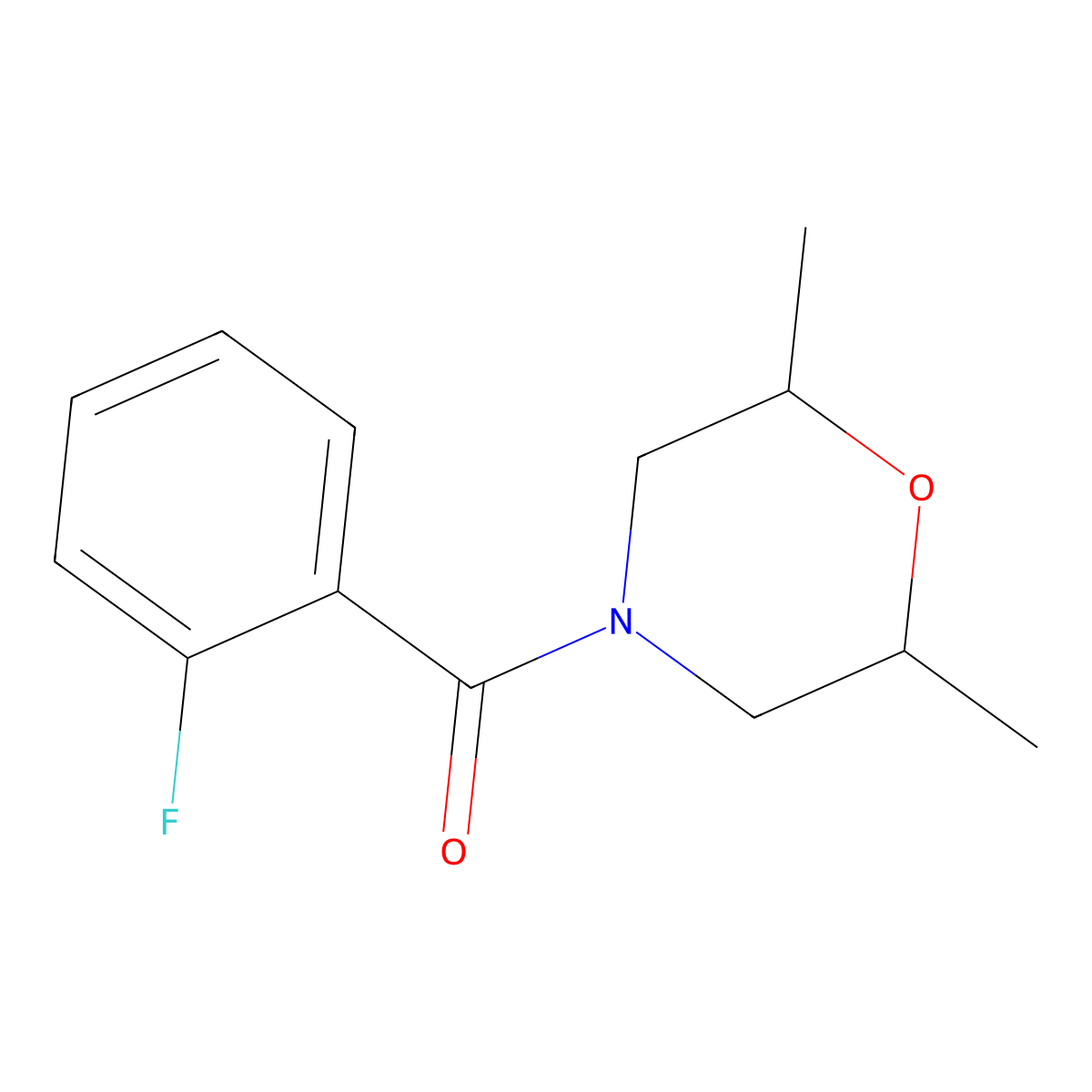 (2,6-Dimethylmorpholin-4-yl)-(2-fluorophenyl)methanone molecular structure, CAS 349129-45-9