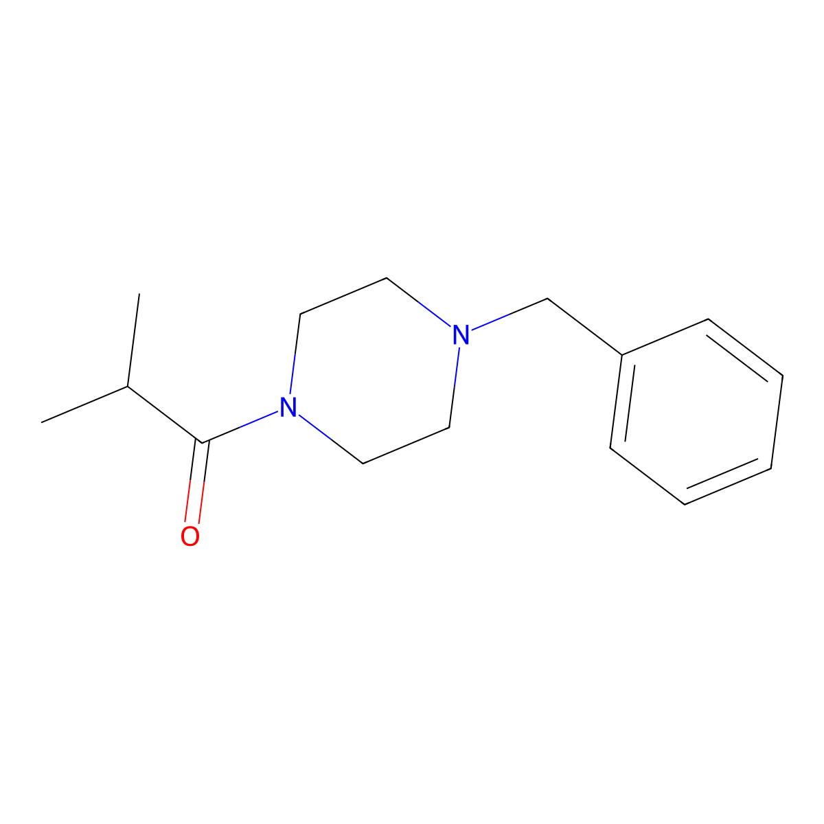 1-(4-Benzylpiperazin-1-yl)-2-methylpropan-1-one molecular structure, CAS 349130-22-9