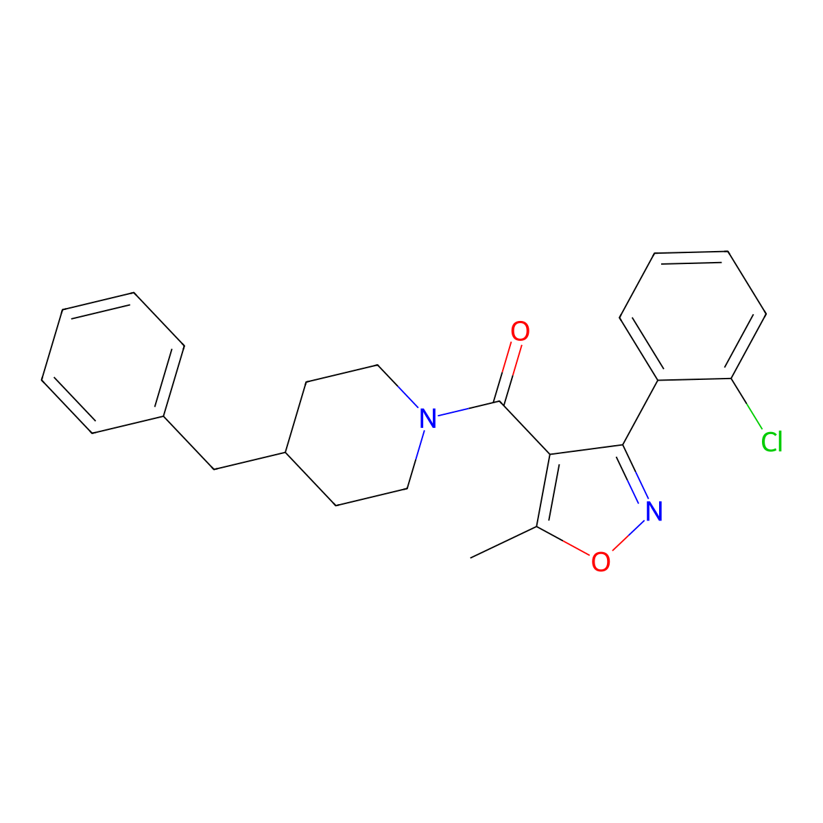 (4-Benzylpiperidin-1-yl)-[3-(2-chlorophenyl)-5-methyl-1,2-oxazol-4-yl]methanone molecular structure, CAS 349130-95-6