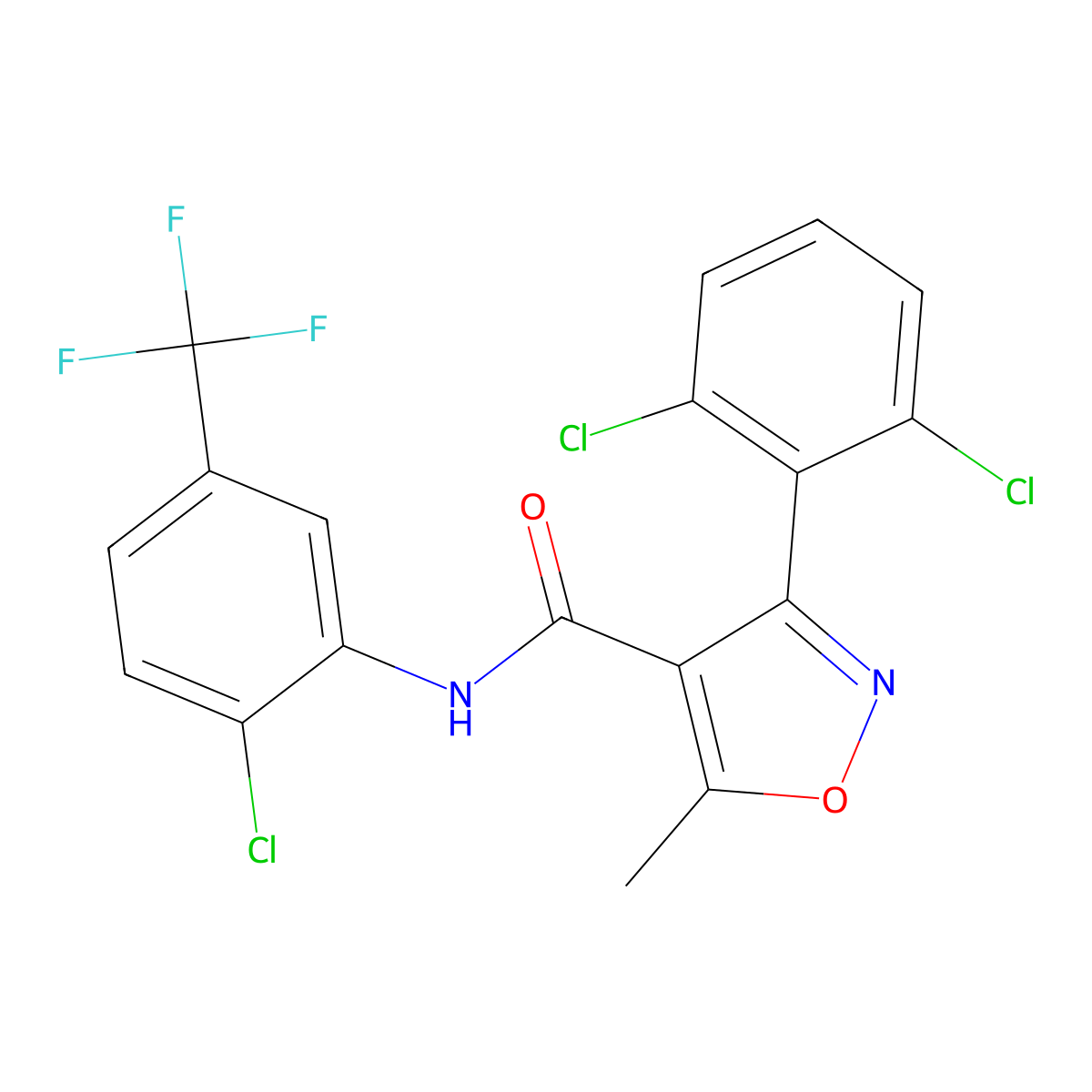 N-[2-chloro-5-(trifluoromethyl)phenyl]-3-(2,6-dichlorophenyl)-5-methyl-1,2-oxazole-4-carboxamide molecular structure, CAS 349131-13-1