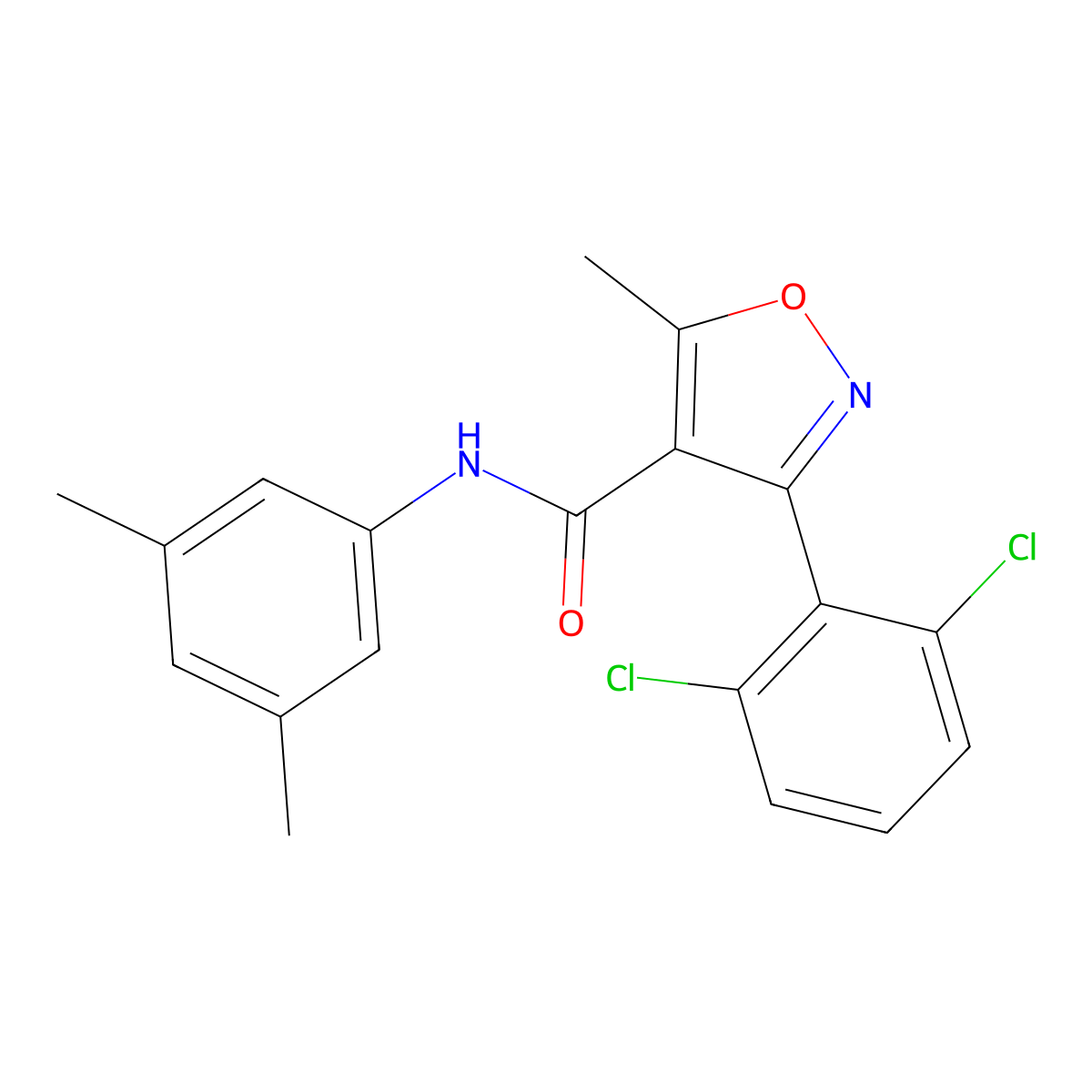 3-(2,6-dichlorophenyl)-N-(3,5-dimethylphenyl)-5-methyl-1,2-oxazole-4-carboxamide molecular structure, CAS 349131-14-2