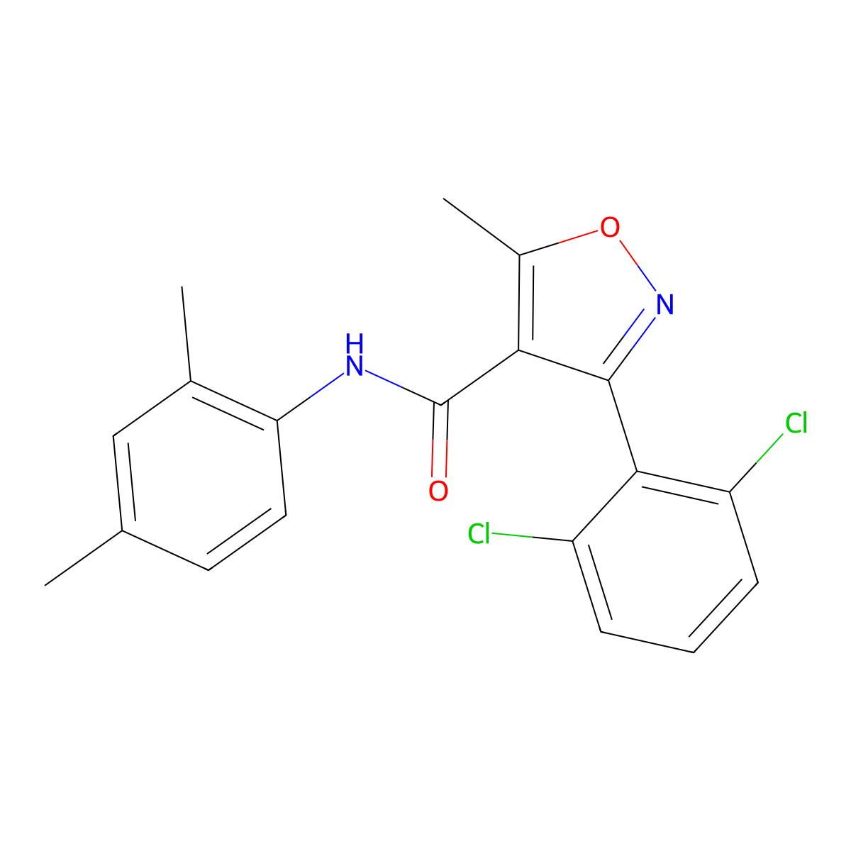3-(2,6-dichlorophenyl)-N-(2,4-dimethylphenyl)-5-methyl-1,2-oxazole-4-carboxamide molecular structure, CAS 349131-44-8