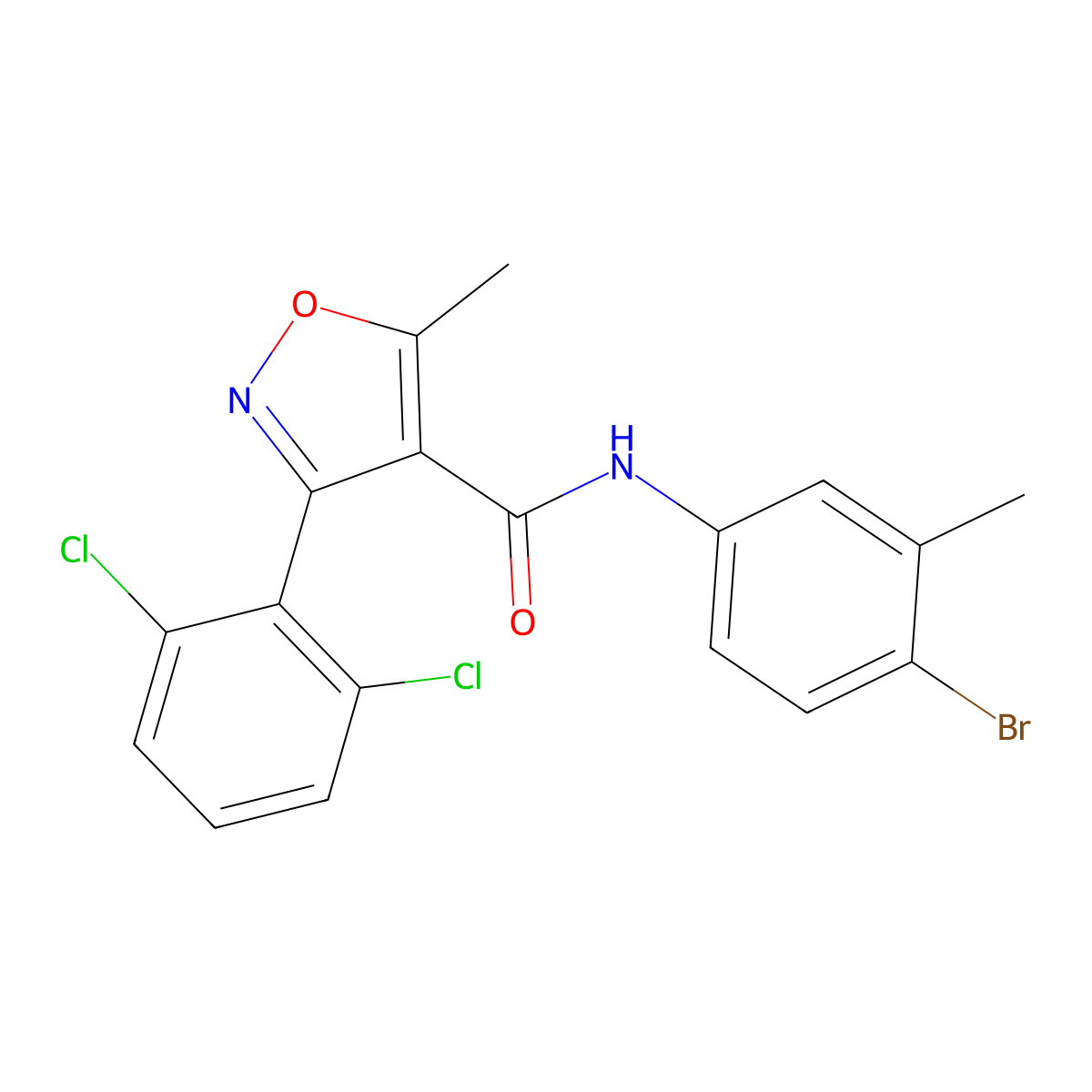 N-(4-bromo-3-methylphenyl)-3-(2,6-dichlorophenyl)-5-methyl-1,2-oxazole-4-carboxamide molecular structure, CAS 349131-54-0