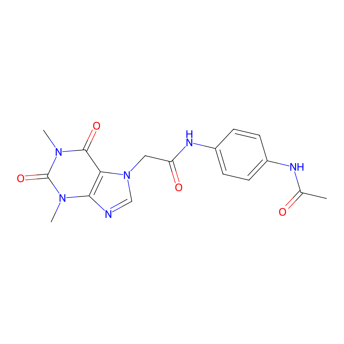 N-[4-(acetylamino)phenyl]-2-(1,3-dimethyl-2,6-dioxo-1,2,3,6-tetrahydro-7H-purin-7-yl)acetamide molecular structure, CAS 349131-78-8