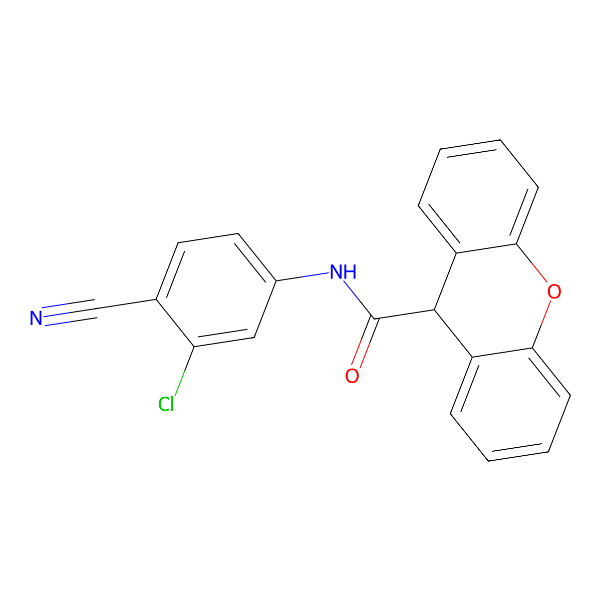 N-(3-chloro-4-cyanophenyl)-9H-xanthene-9-carboxamide molecular structure, CAS 349132-70-3