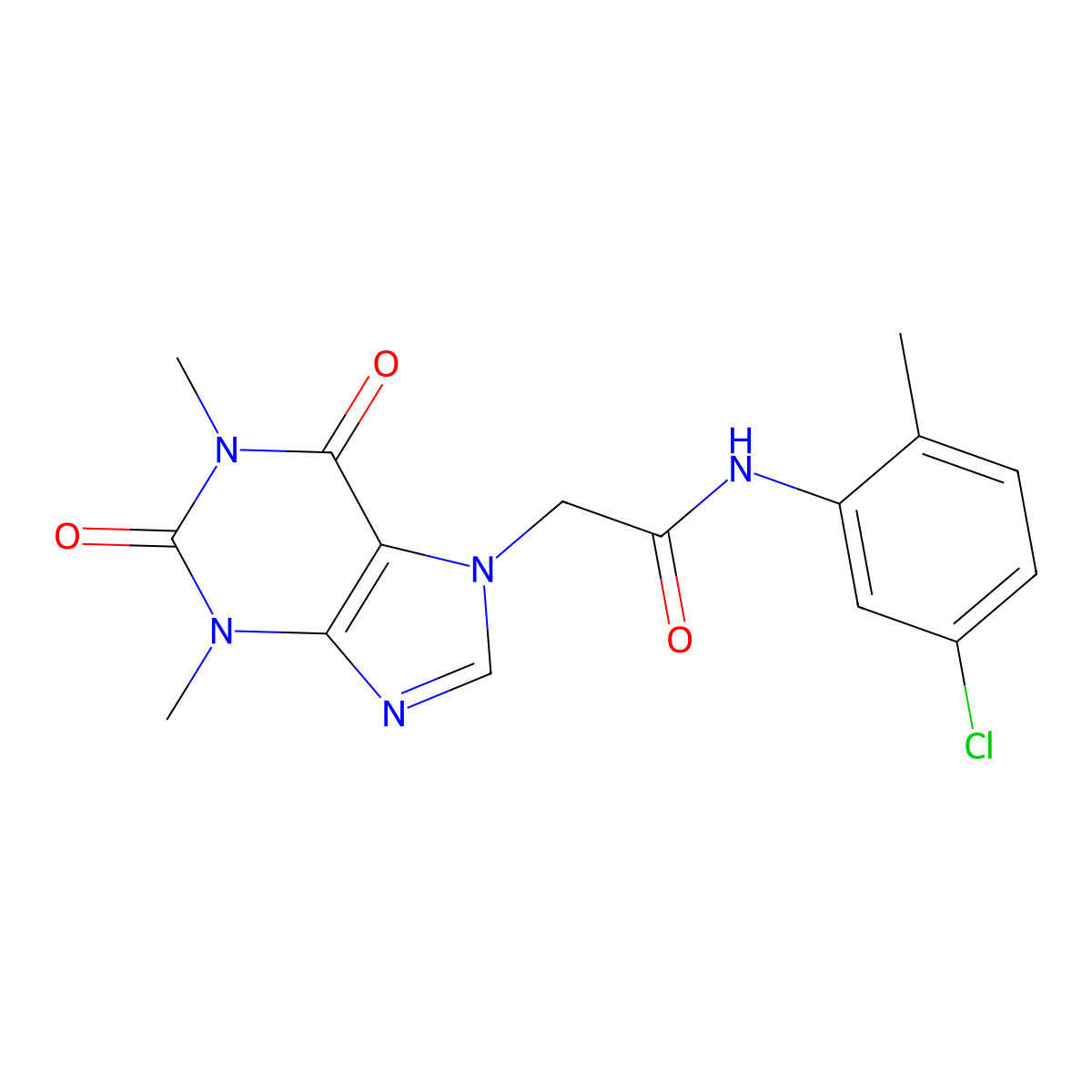 N-(5-chloro-2-methylphenyl)-2-(1,3-dimethyl-2,6-dioxo-1,2,3,6-tetrahydro-7H-purin-7-yl)acetamide molecular structure, CAS 349133-43-3