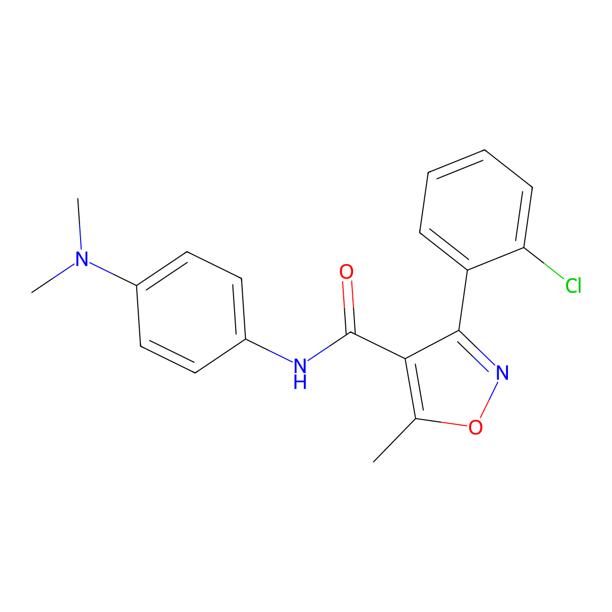 N-(4-(Dimethylamino)phenyl)(3-(2-chlorophenyl)-5-methylisoxazol-4-YL)formamide molecular structure, CAS 349133-59-1