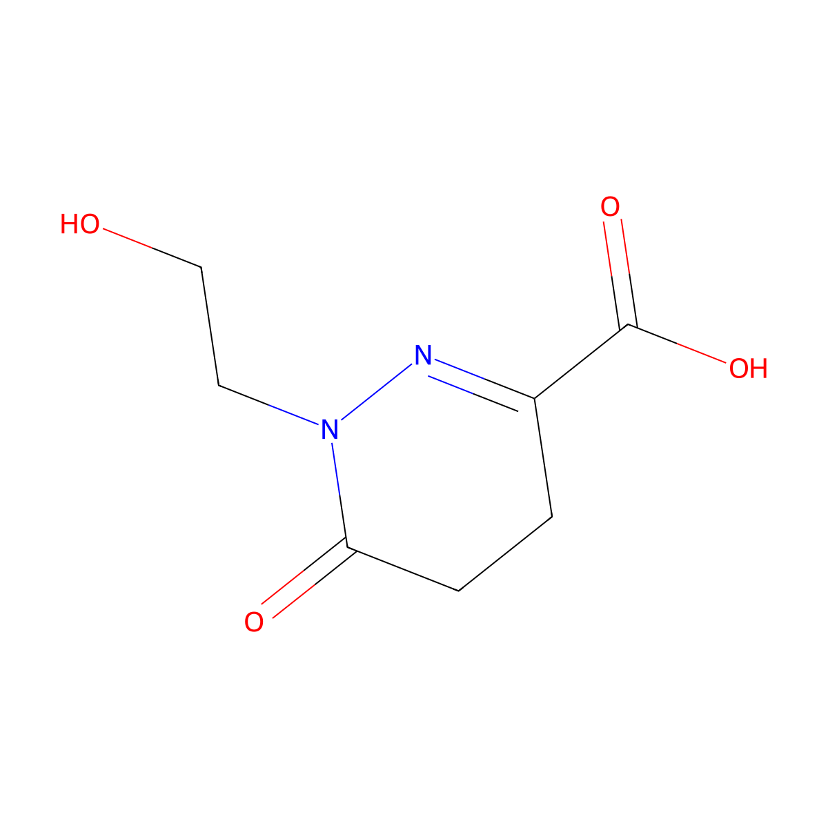 1-(2-Hydroxyethyl)-6-oxo-1,4,5,6-tetrahydropyridazine-3-carboxylic acid molecular structure, CAS 349134-56-1