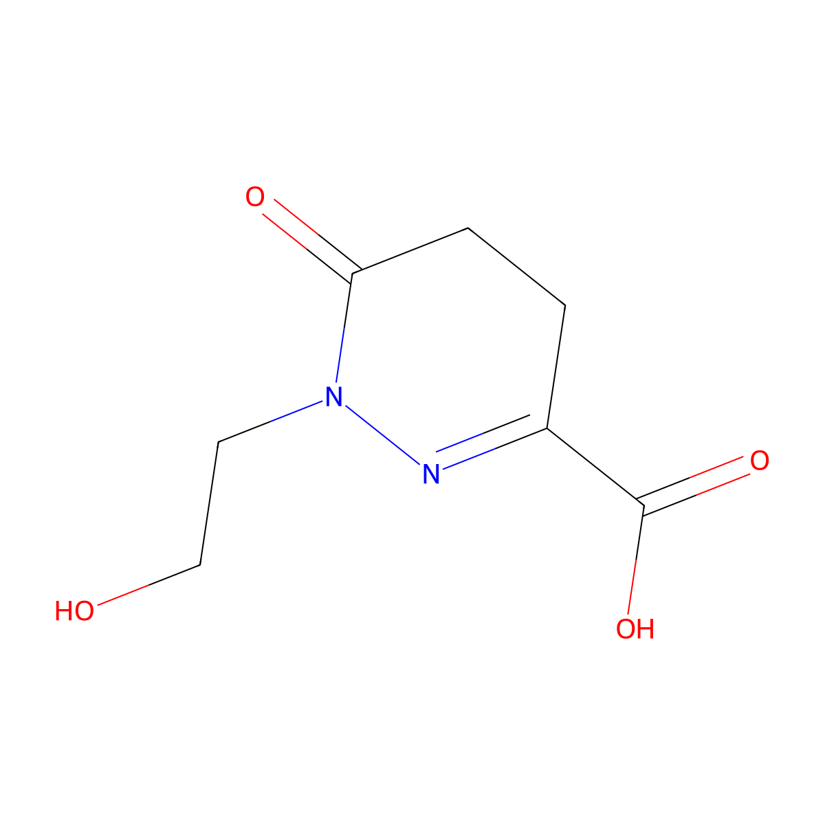 1-(2-Hydroxyethyl)-6-oxo-1,4,5,6-tetrahydropyridazine-3-carboxylic acid molecular structure, CAS 349134-56-1