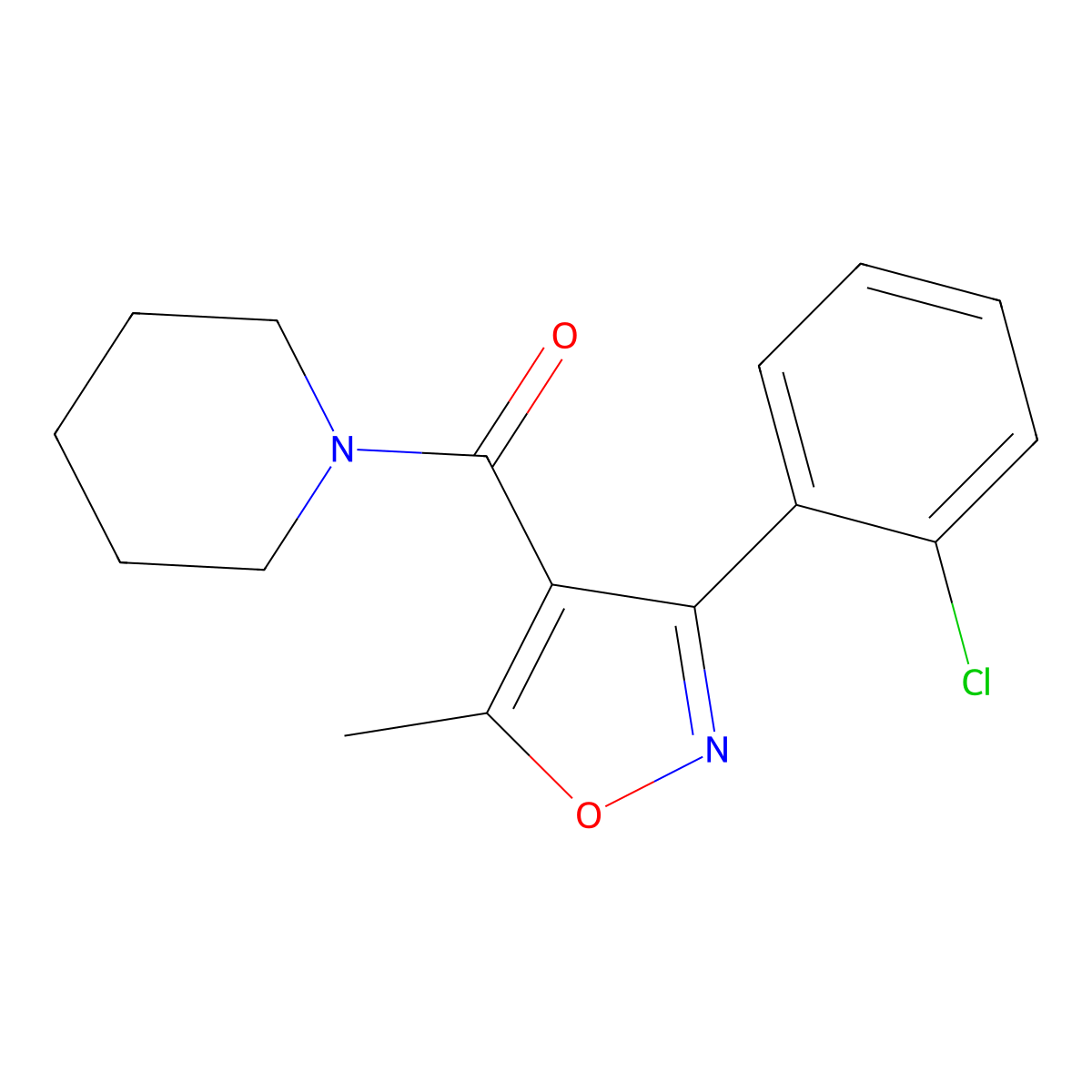 [3-(2-Chloro-phenyl)-5-methyl-isoxazol-4-yl]-piperidin-1-yl-methanone molecular structure, CAS 349134-76-5