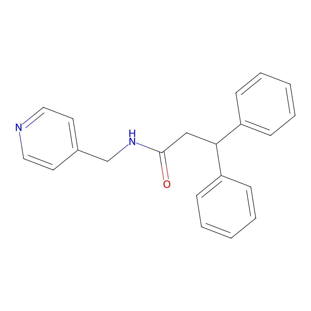 3,3-diphenyl-N-(pyridin-4-ylmethyl)propanamide molecular structure, CAS 349135-01-9