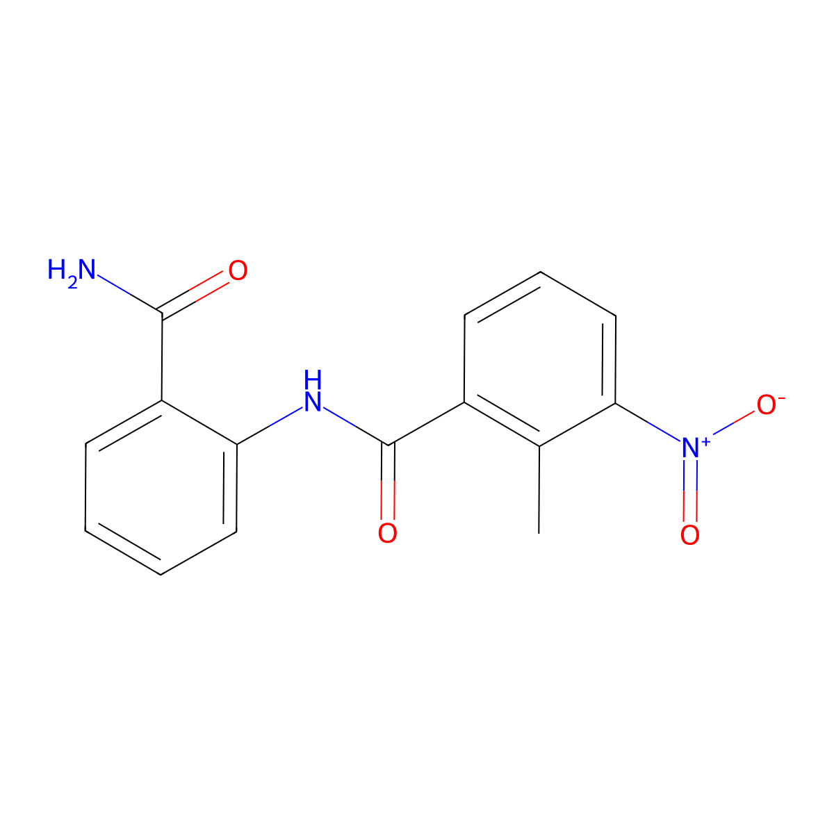 N-(2-carbamoylphenyl)-2-methyl-3-nitrobenzamide molecular structure, CAS 349135-11-1