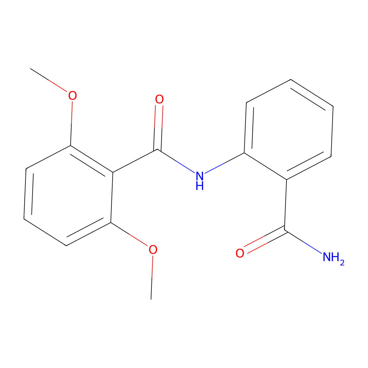 N-(2-carbamoylphenyl)-2,6-dimethoxybenzamide molecular structure, CAS 349135-13-3