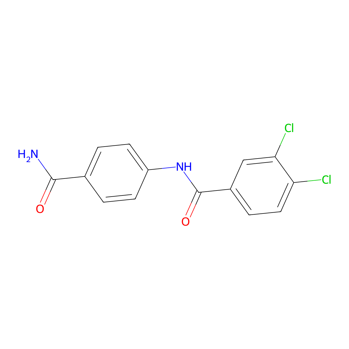 N-(4-carbamoylphenyl)-3,4-dichlorobenzamide molecular structure, CAS 349135-51-9