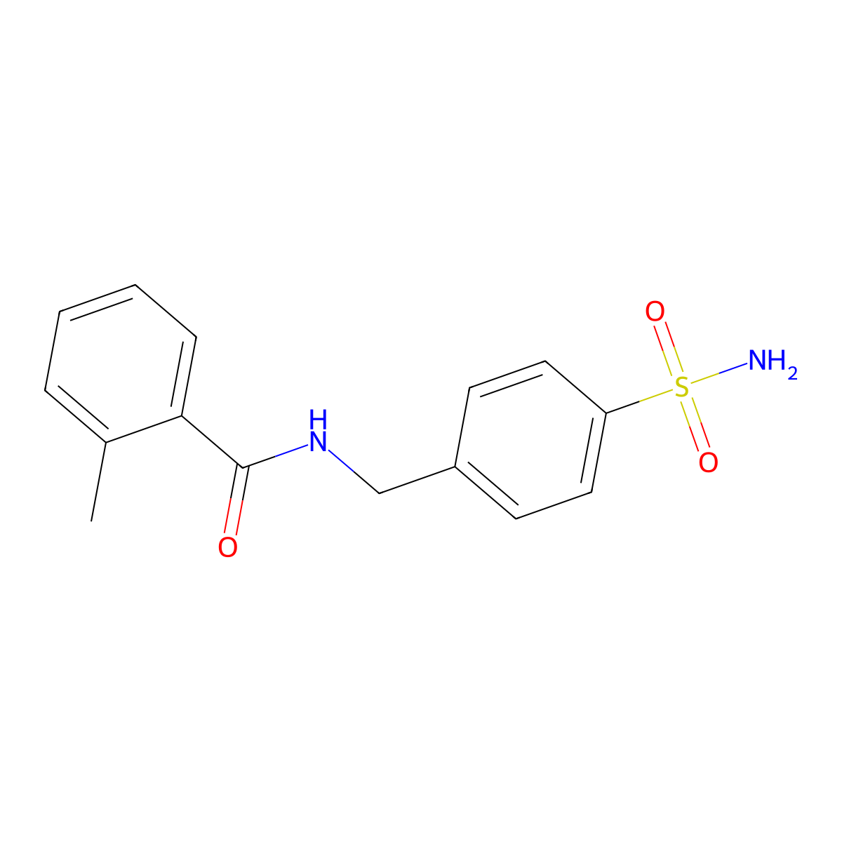 2-methyl-N-[(4-sulfamoylphenyl)methyl]benzamide molecular structure, CAS 349136-10-3