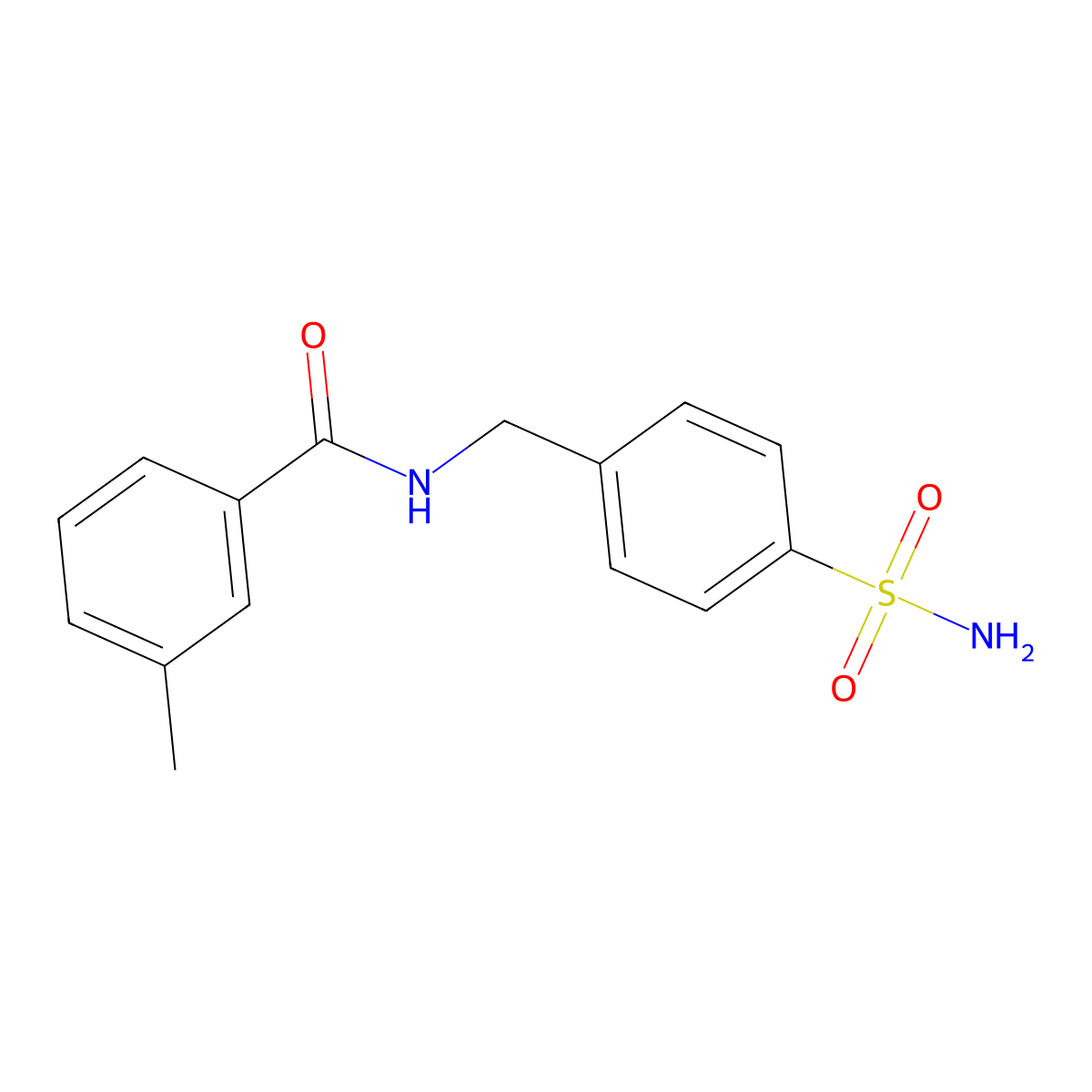 3-methyl-N-[(4-sulfamoylphenyl)methyl]benzamide molecular structure, CAS 349136-13-6