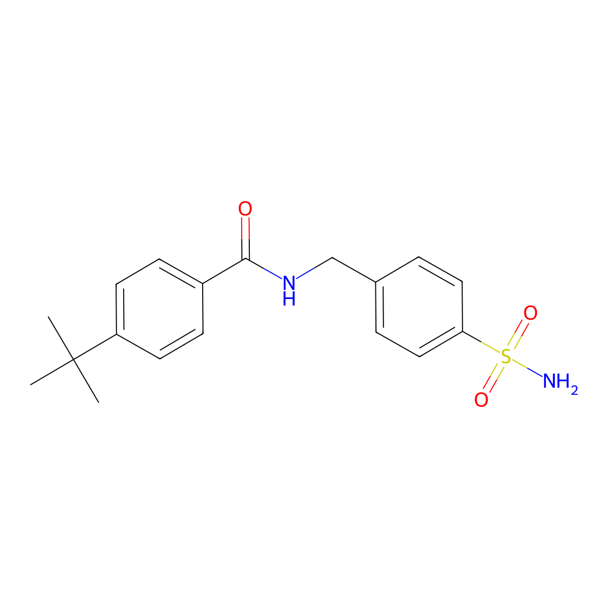 4-tert-butyl-N-[(4-sulfamoylphenyl)methyl]benzamide molecular structure, CAS 349136-28-3
