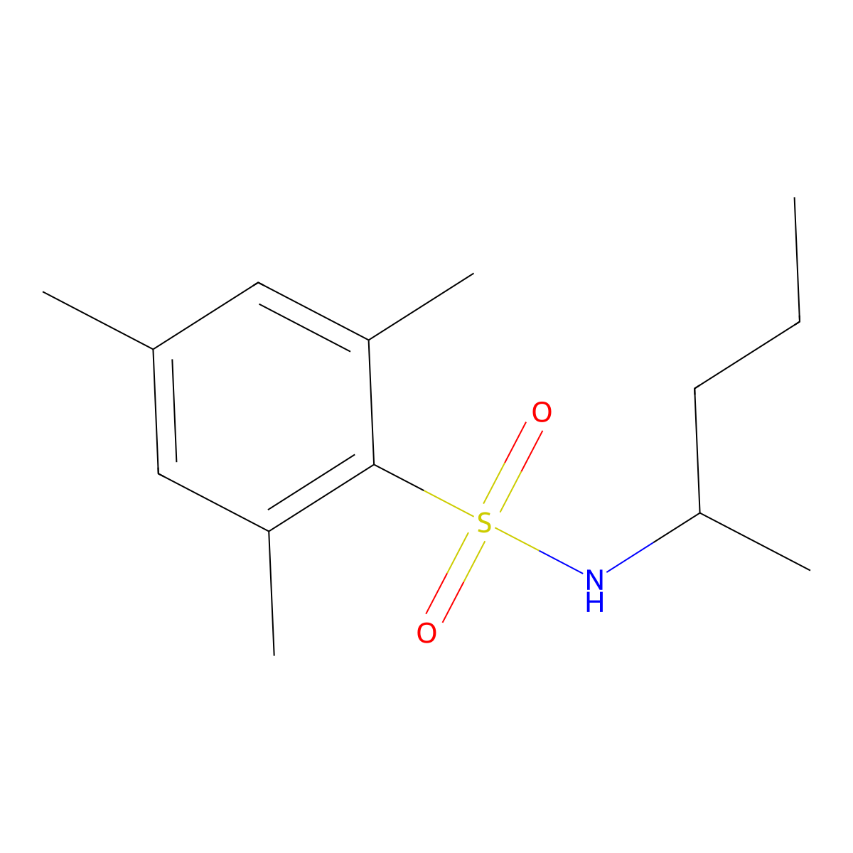 2,4,6-trimethyl-N-pentan-2-ylbenzenesulfonamide molecular structure, CAS 349136-61-4