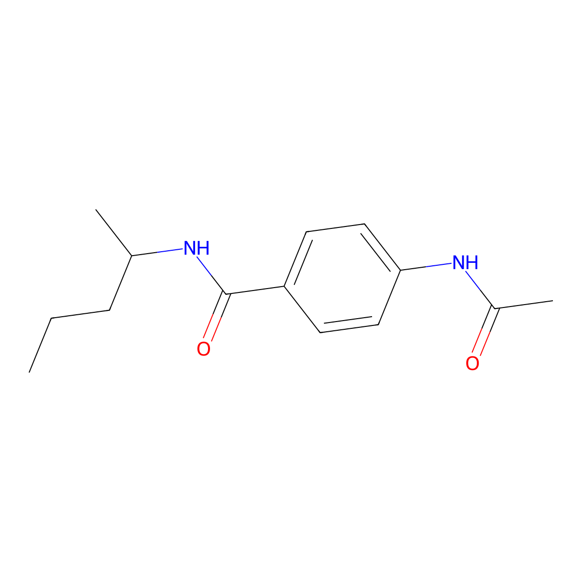 4-(acetylamino)-N-(1-methylbutyl)benzamide molecular structure, CAS 349136-74-9