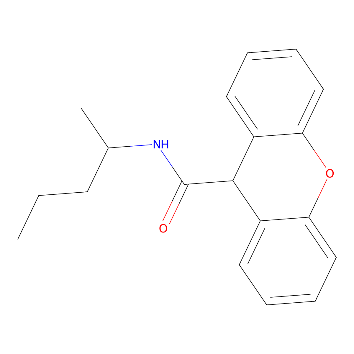 N-pentan-2-yl-9H-xanthene-9-carboxamide molecular structure, CAS 349136-88-5