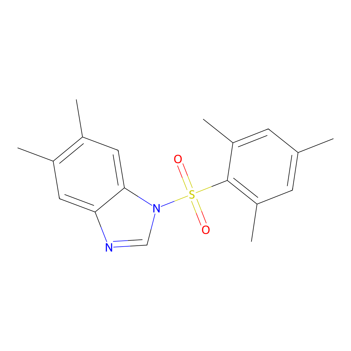 5,6-dimethyl-1-(2,4,6-trimethylbenzenesulfonyl)-1H-1,3-benzodiazole molecular structure, CAS 349137-66-2