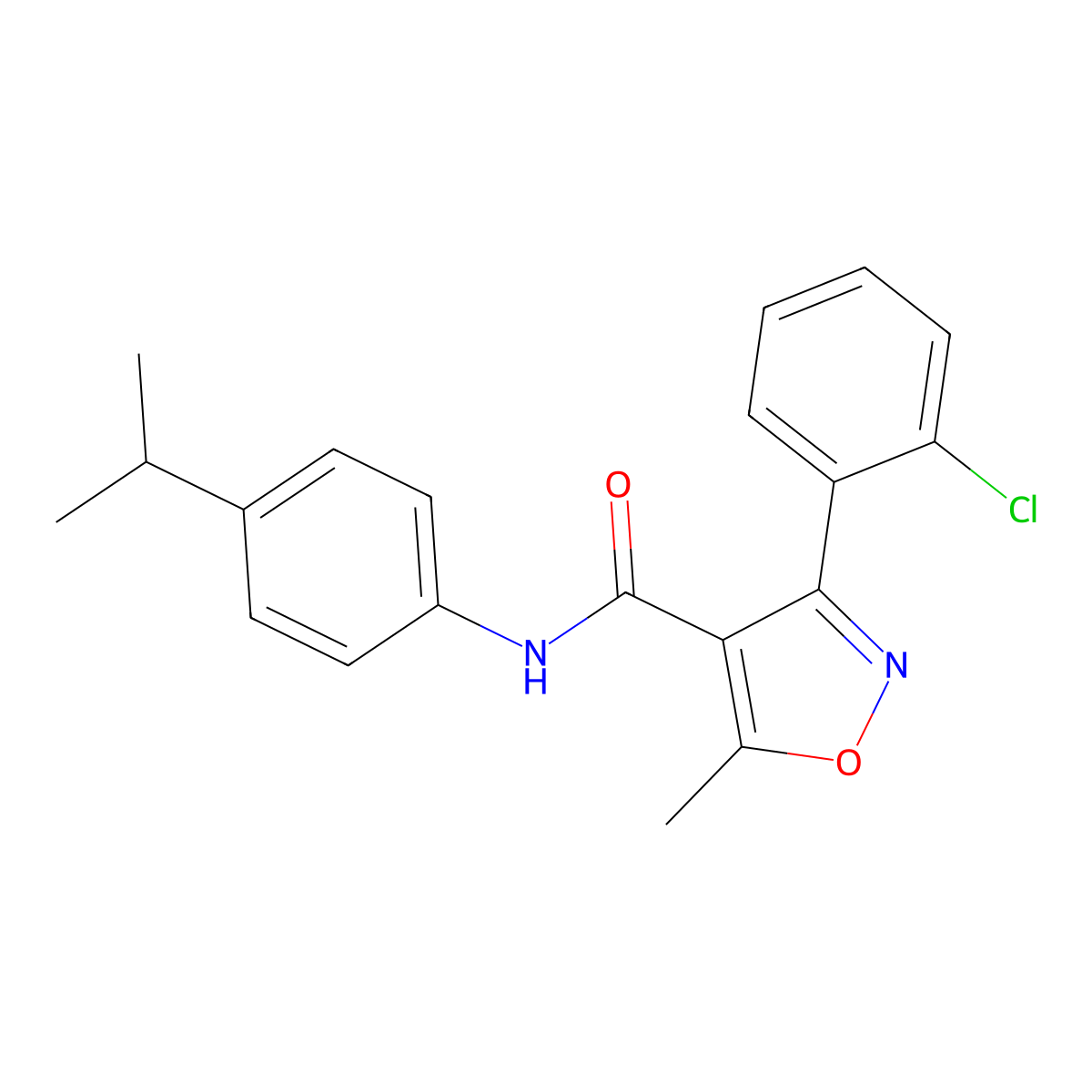 3-(2-chlorophenyl)-5-methyl-N-[4-(propan-2-yl)phenyl]-1,2-oxazole-4-carboxamide molecular structure, CAS 349138-97-2