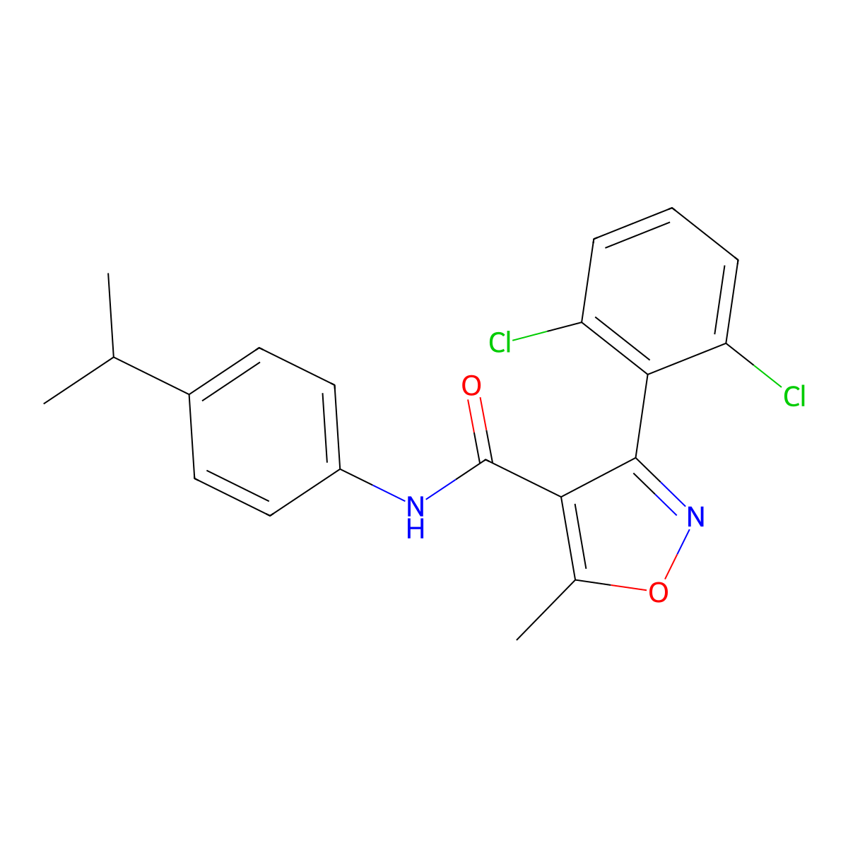 3-(2,6-dichlorophenyl)-5-methyl-N-[4-(propan-2-yl)phenyl]-1,2-oxazole-4-carboxamide molecular structure, CAS 349138-98-3