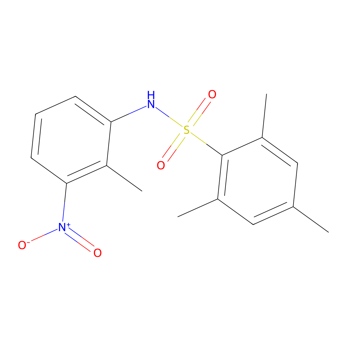2,4,6-trimethyl-N-(2-methyl-3-nitrophenyl)benzenesulfonamide molecular structure, CAS 349143-16-4
