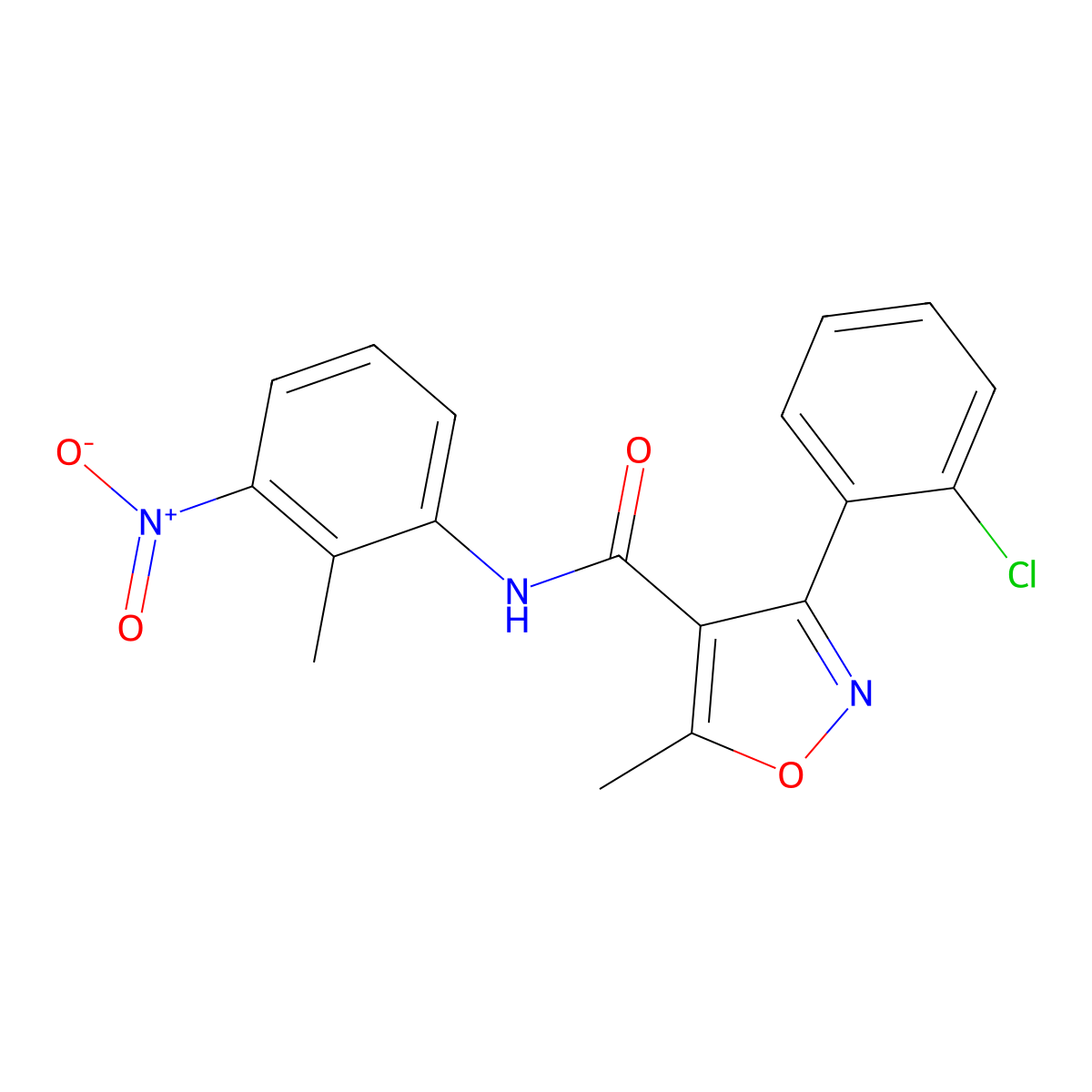 3-(2-chlorophenyl)-5-methyl-N-(2-methyl-3-nitrophenyl)-1,2-oxazole-4-carboxamide molecular structure, CAS 349143-19-7