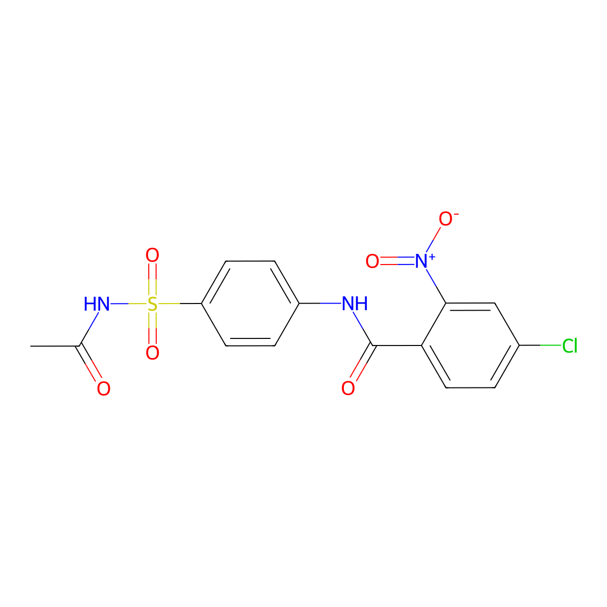 N-[4-(acetylsulfamoyl)phenyl]-4-chloro-2-nitrobenzamide molecular structure, CAS 349144-83-8