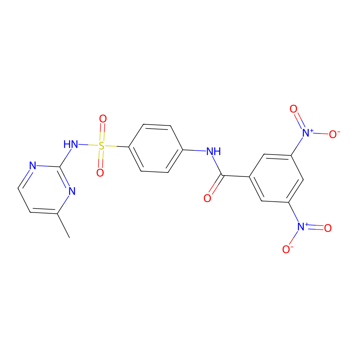 N-{4-[(4-methylpyrimidin-2-yl)sulfamoyl]phenyl}-3,5-dinitrobenzamide molecular structure, CAS 349145-04-6