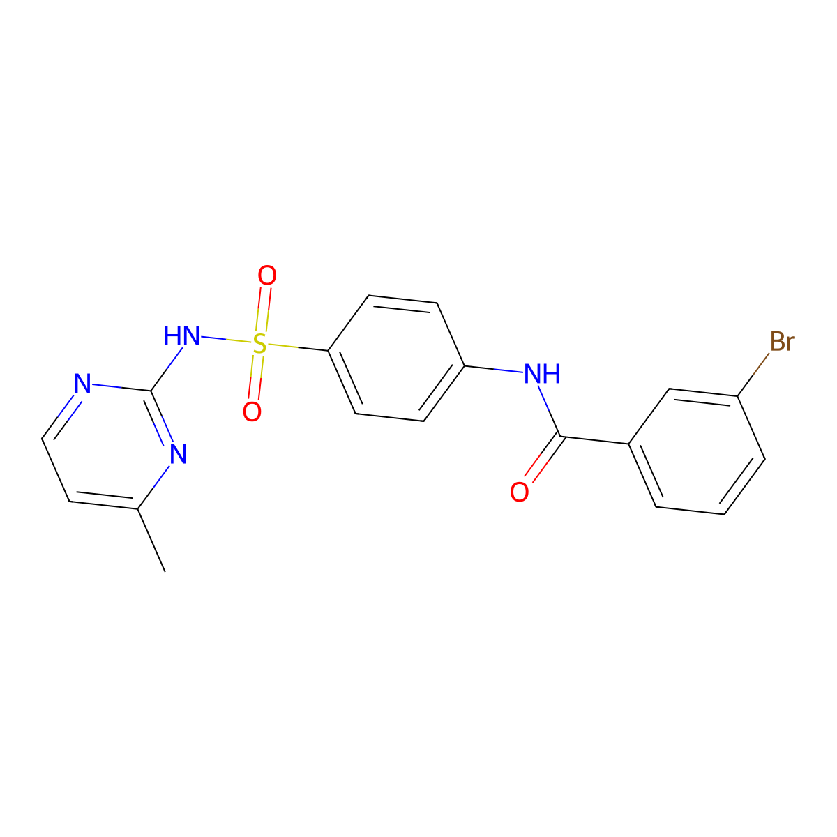 3-bromo-N-(4-(N-(4-methylpyrimidin-2-yl)sulfamoyl)phenyl)benzamide molecular structure, CAS 349145-22-8
