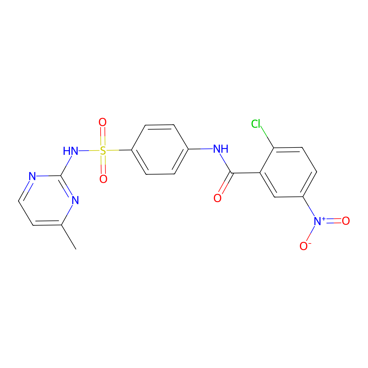 2-chloro-N-{4-[(4-methylpyrimidin-2-yl)sulfamoyl]phenyl}-5-nitrobenzamide molecular structure, CAS 349145-23-9