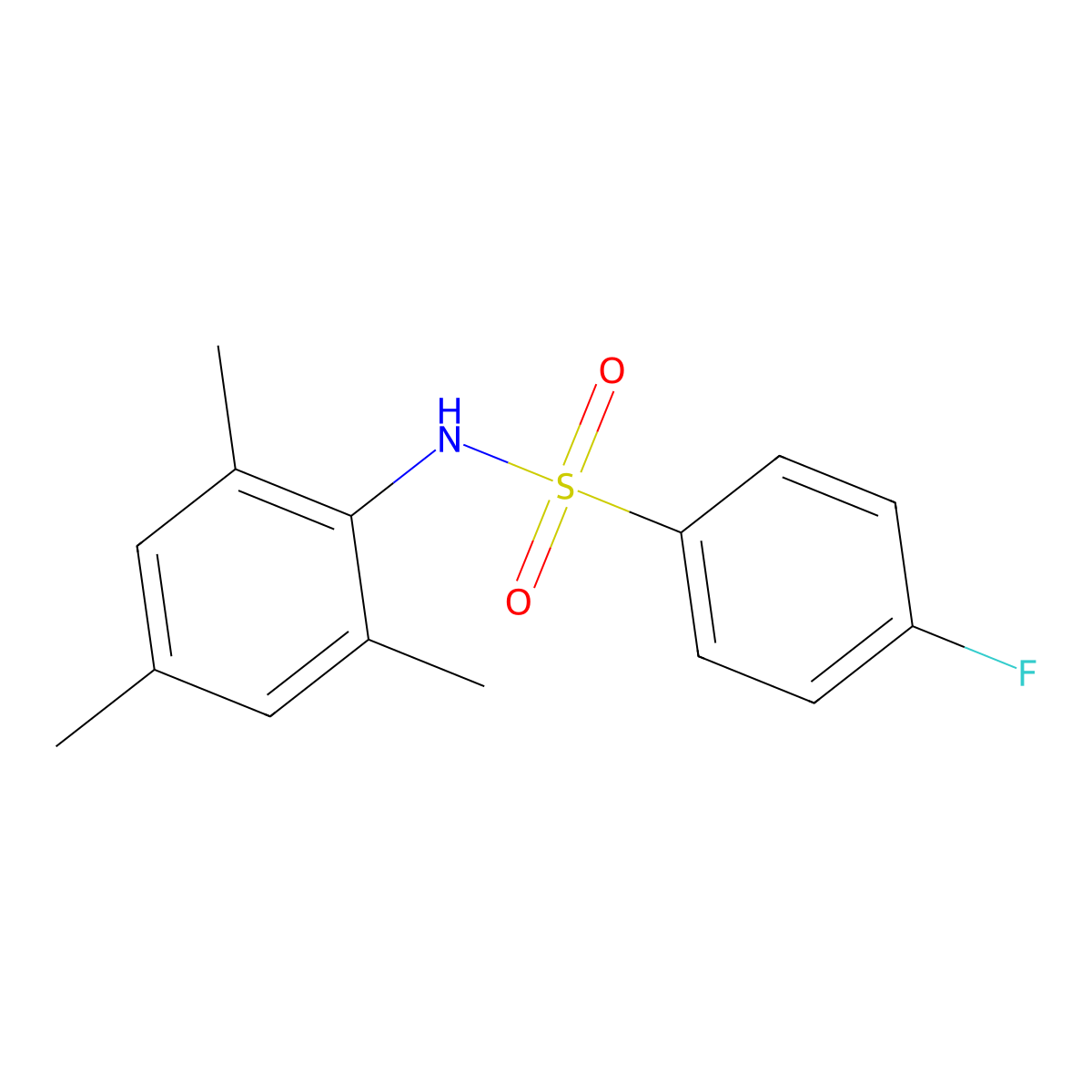 4-fluoro-N-(2,4,6-trimethylphenyl)benzenesulfonamide molecular structure, CAS 349145-49-9